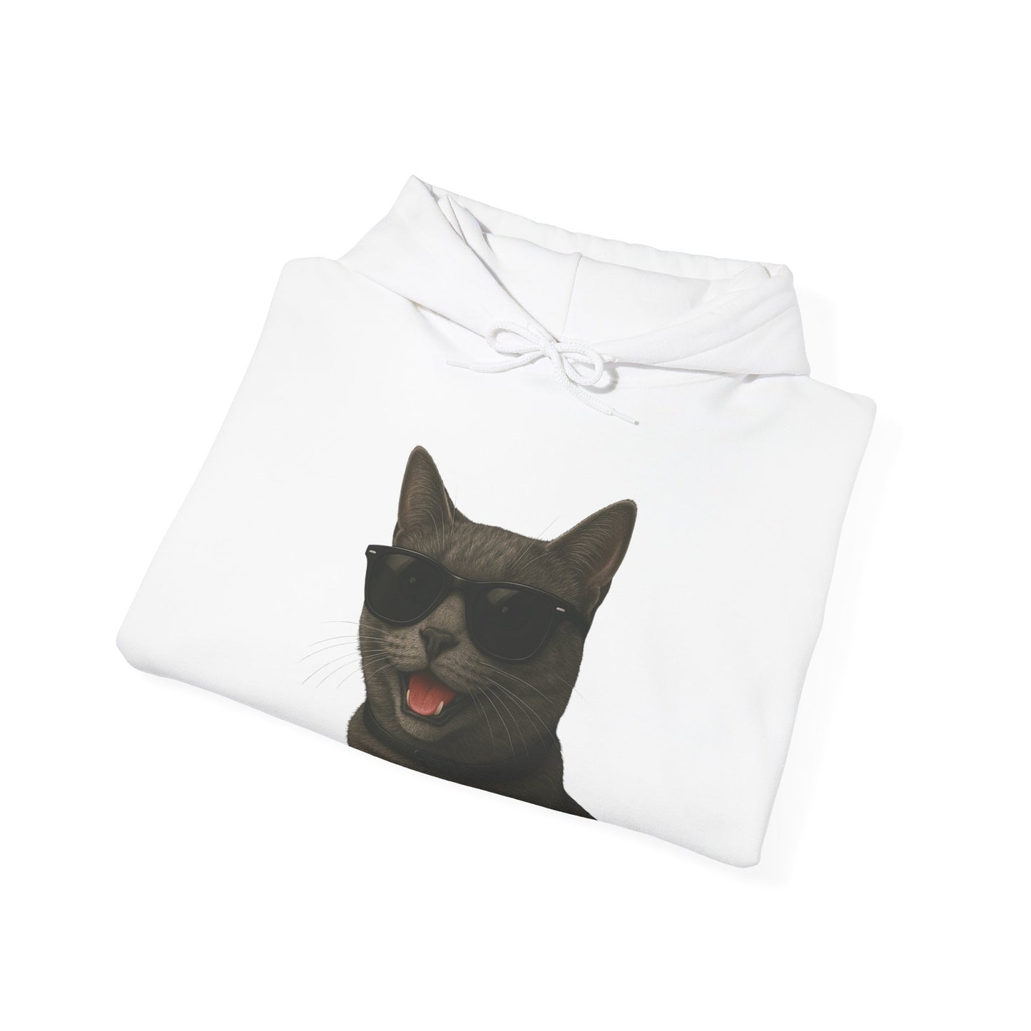 Gray Cat Wearing Sunglasses - Adult Hoodie