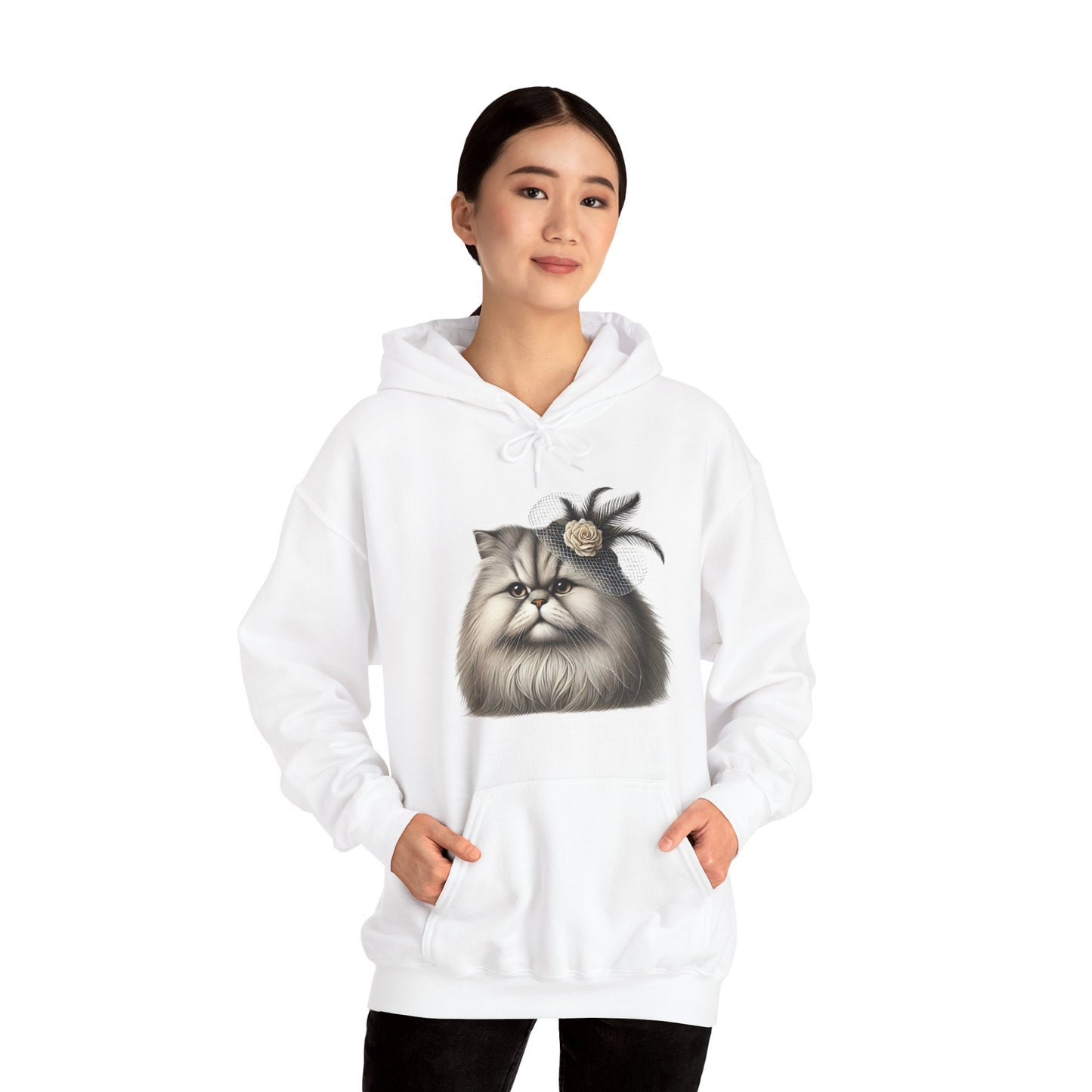 Persian Cat Wearing A Flower Fascinator - Adult Hoodie - Too Cute Pets