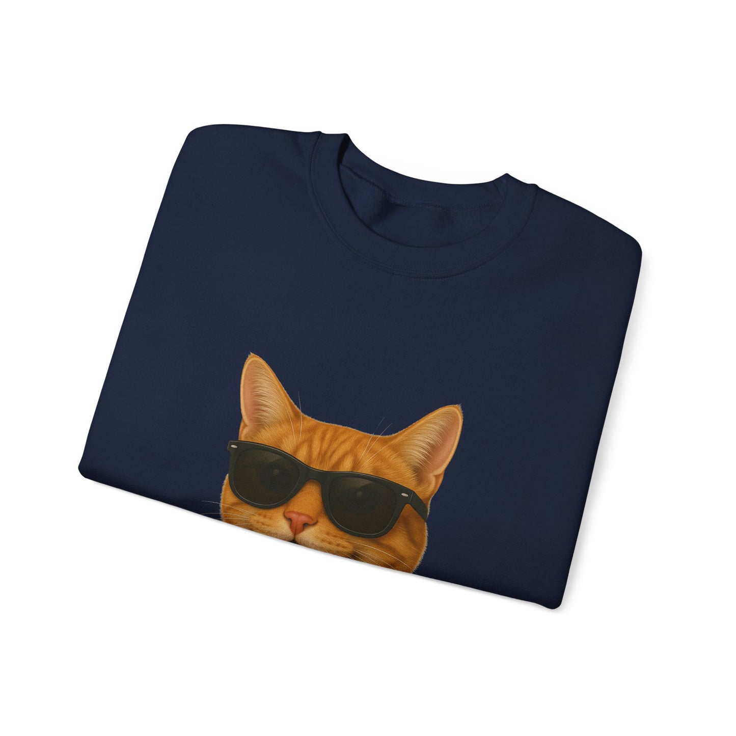 Orange Tabby Cat Wearing Sunglasses - Adult Crewneck Sweatshirt