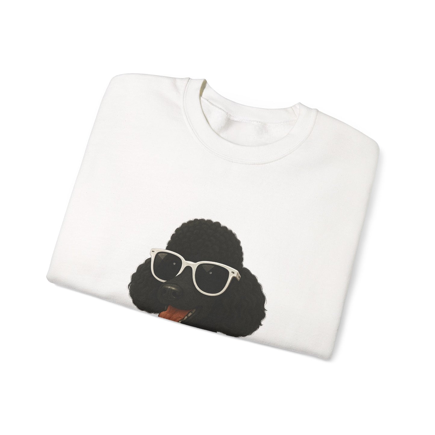 Black Poodle Wearing Sunglasses - Adult Crewneck Sweatshirt