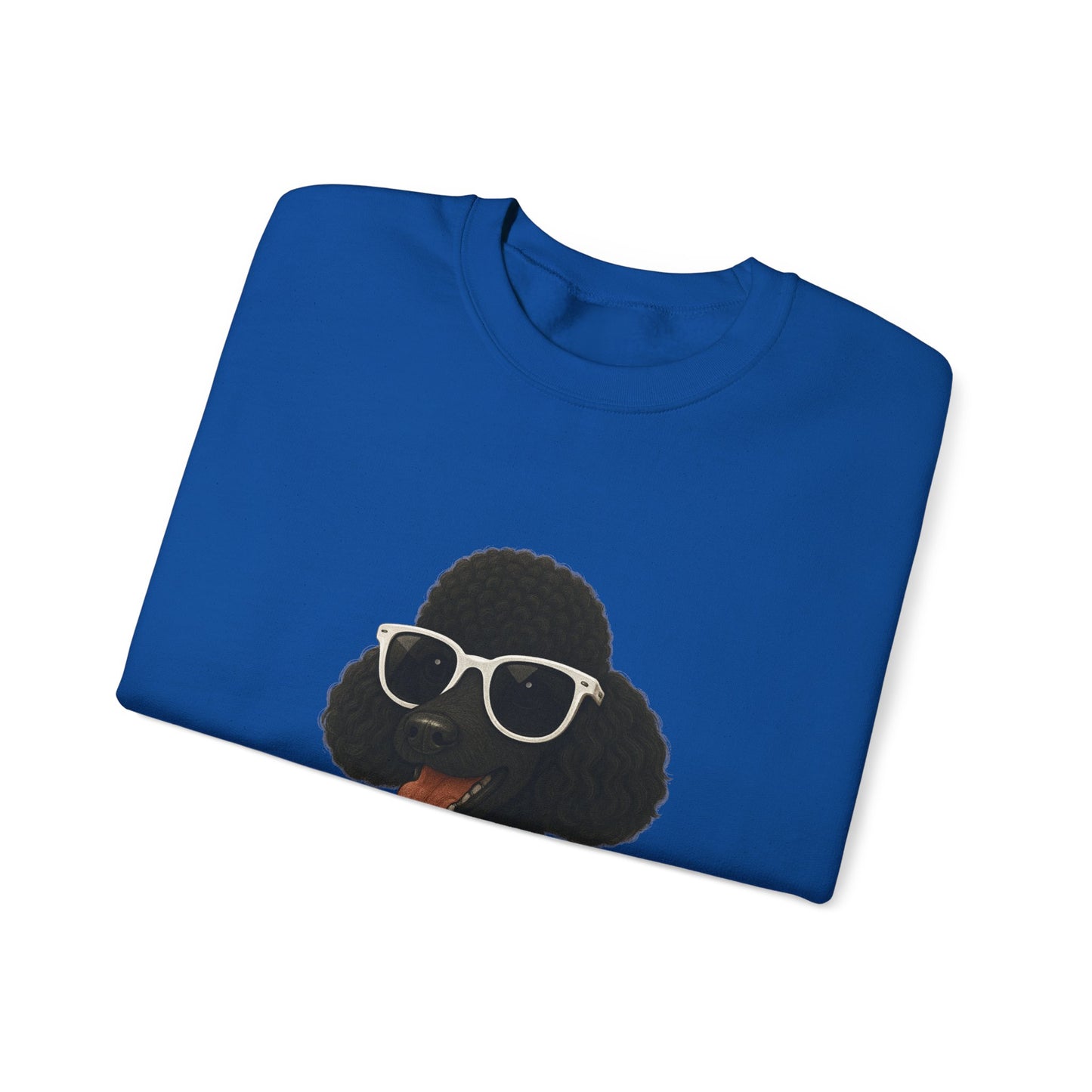 Black Poodle Wearing Sunglasses - Adult Crewneck Sweatshirt