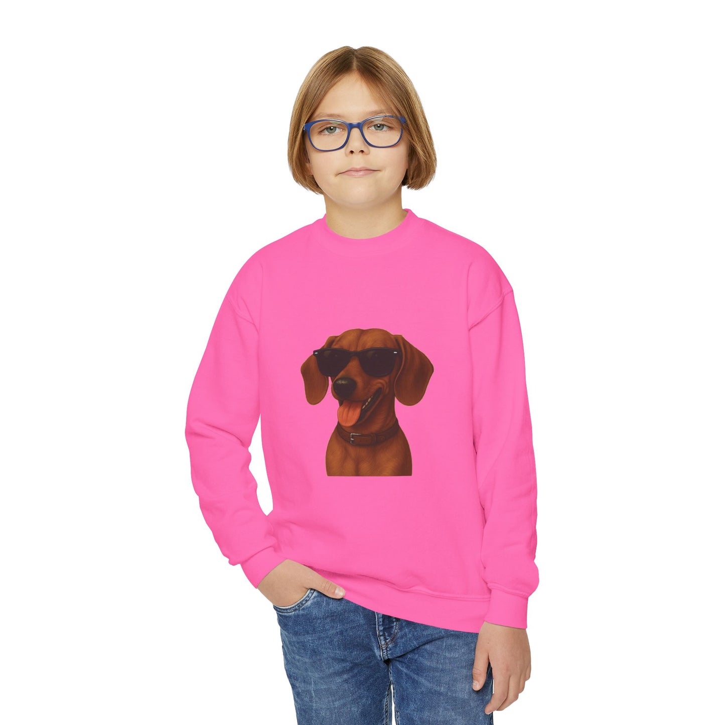 Dachshund Wearing Sunglasses - Youth Sweatshirt