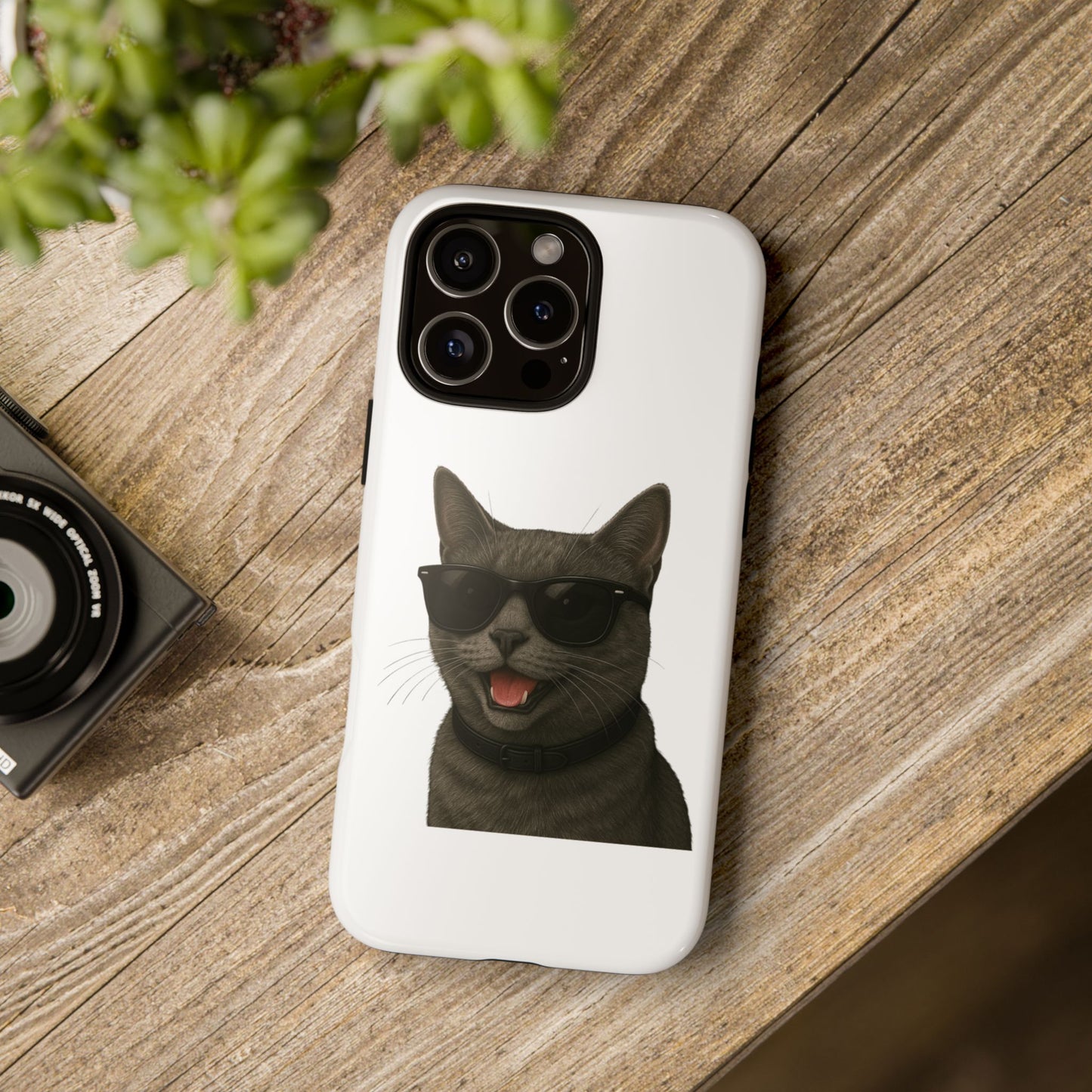 Gray Cat Wearing Sunglasses - Tough Phone Case