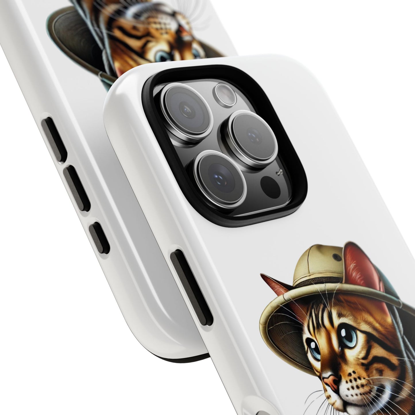 Bengal Cat Wearing a Safari Hat - Tough Phone Case