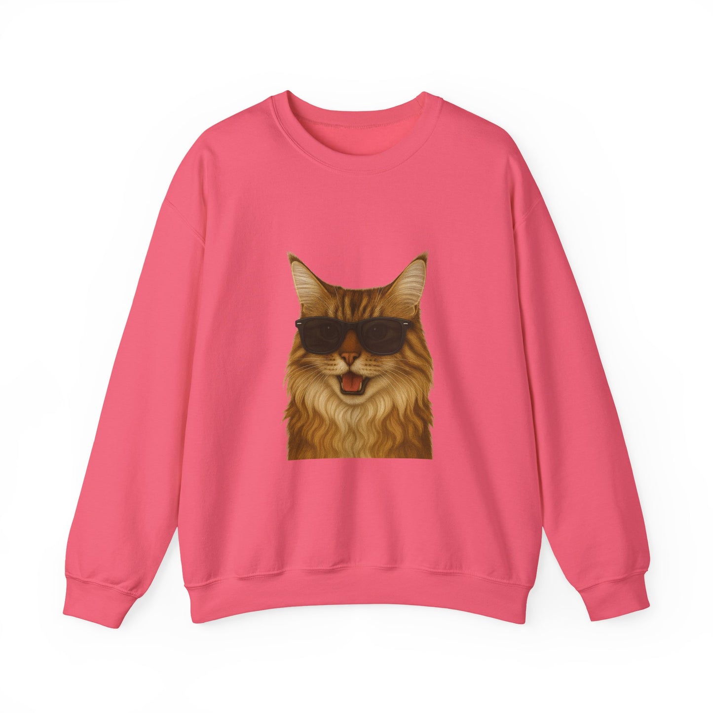 Maine Coon Wearing Sunglasses - Adult Crewneck Sweatshirt