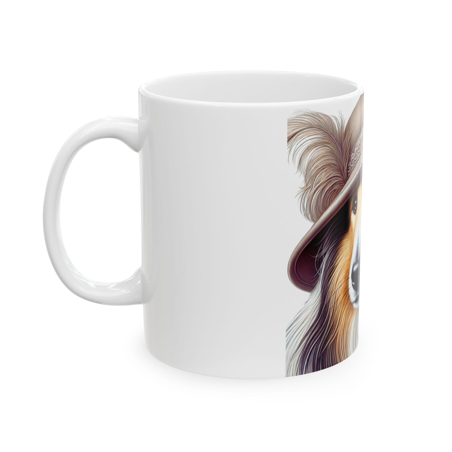 Collie Wearing a Cloche Hat - Ceramic Mug