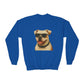 American Bulldog Portrait Youth Crewneck Sweatshirt with Sunglasses Design