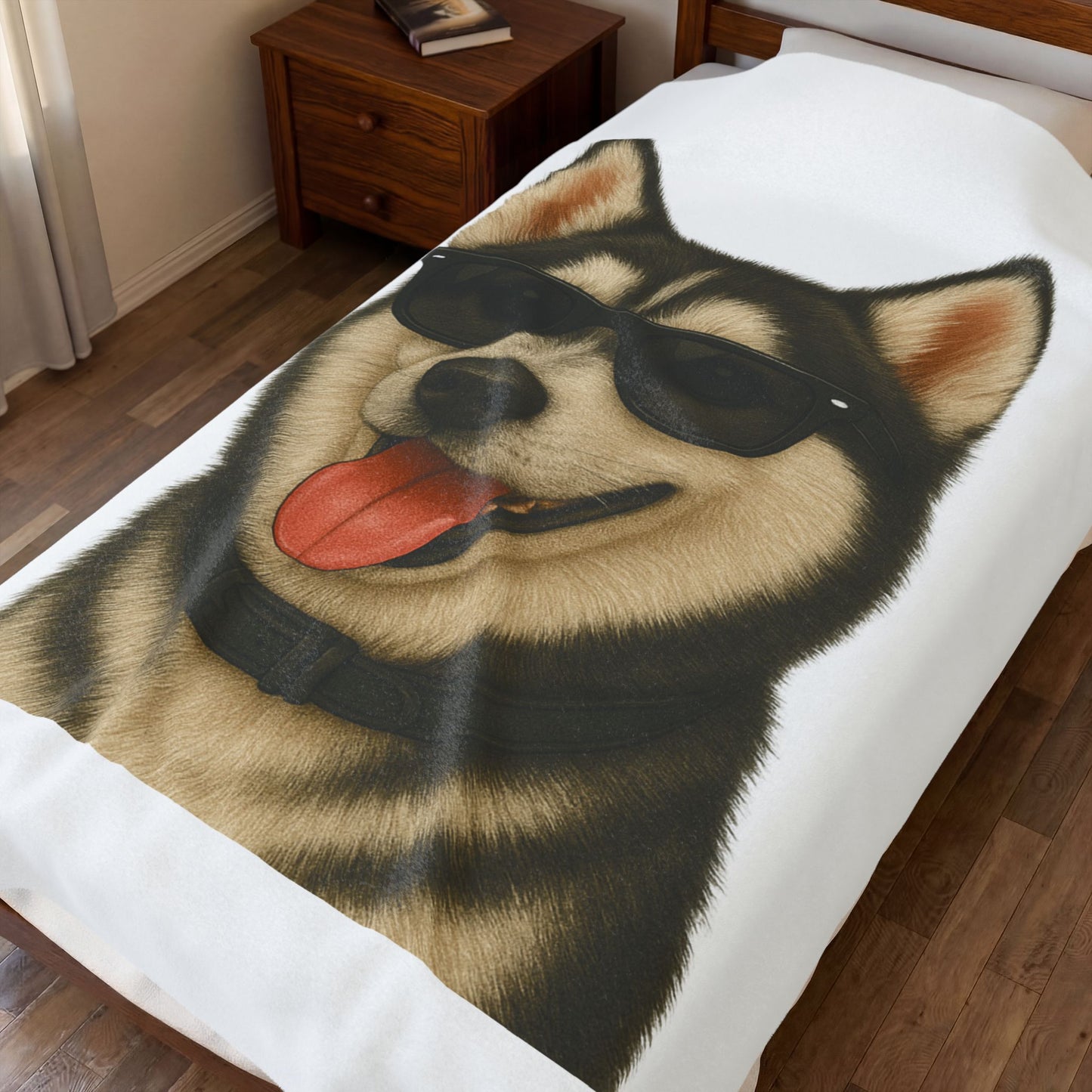 Siberian Husky Wearing Sunglasses - Sherpa Blanket