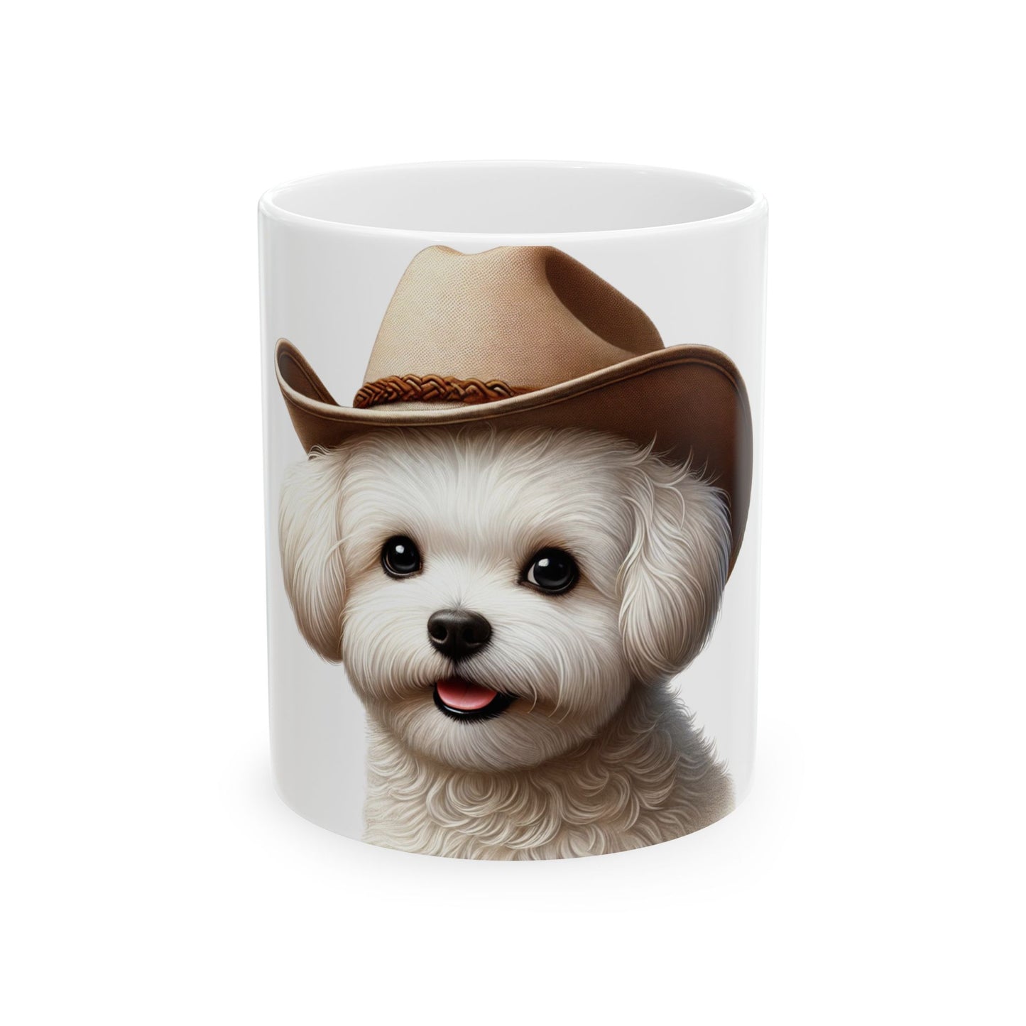 Maltese Wearing a Cowgirl Hat - Ceramic Mug