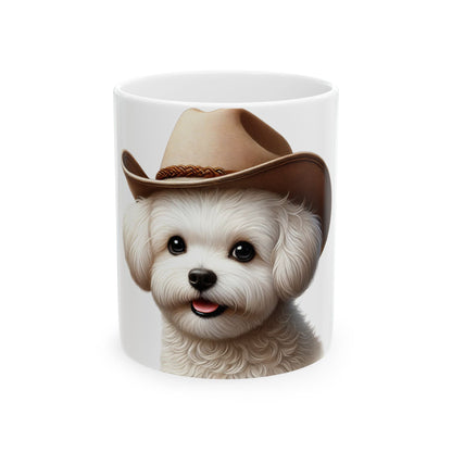 Maltese Wearing a Cowgirl Hat - Ceramic Mug