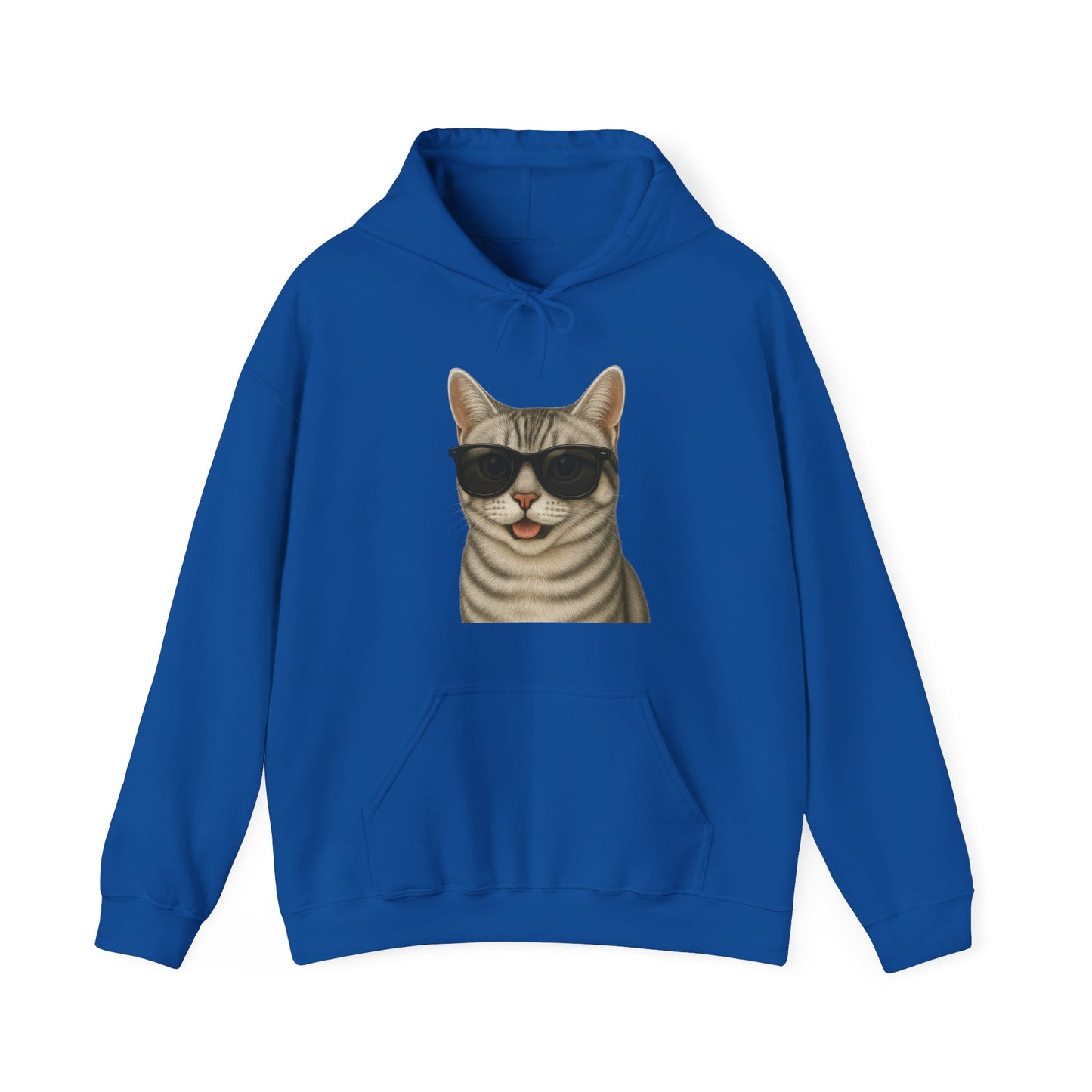 American Shorthair Silver Tabby Wearing Sunglasses - Adult Hoodie