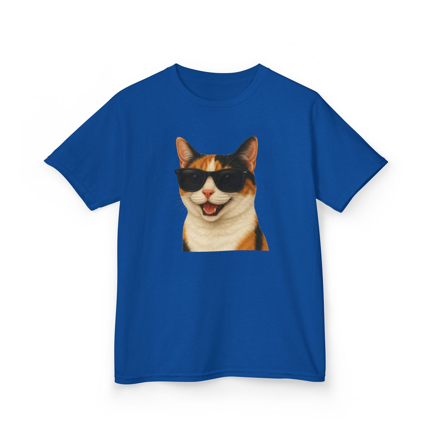 Calico Shorthair Cat Wearing Sunglasses Kids Tee