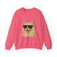 Cream Longhair Cat Wearing Sunglasses - Adult Crewneck Sweatshirt