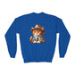 Tabby Cat Dressed In A Suit and Fedora Hat Youth Crewneck Sweatshirt - Too Cute Pets