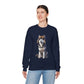 Husky in Fur Trappers Hat - Adult Crewneck Sweatshirt - Too Cute Pets