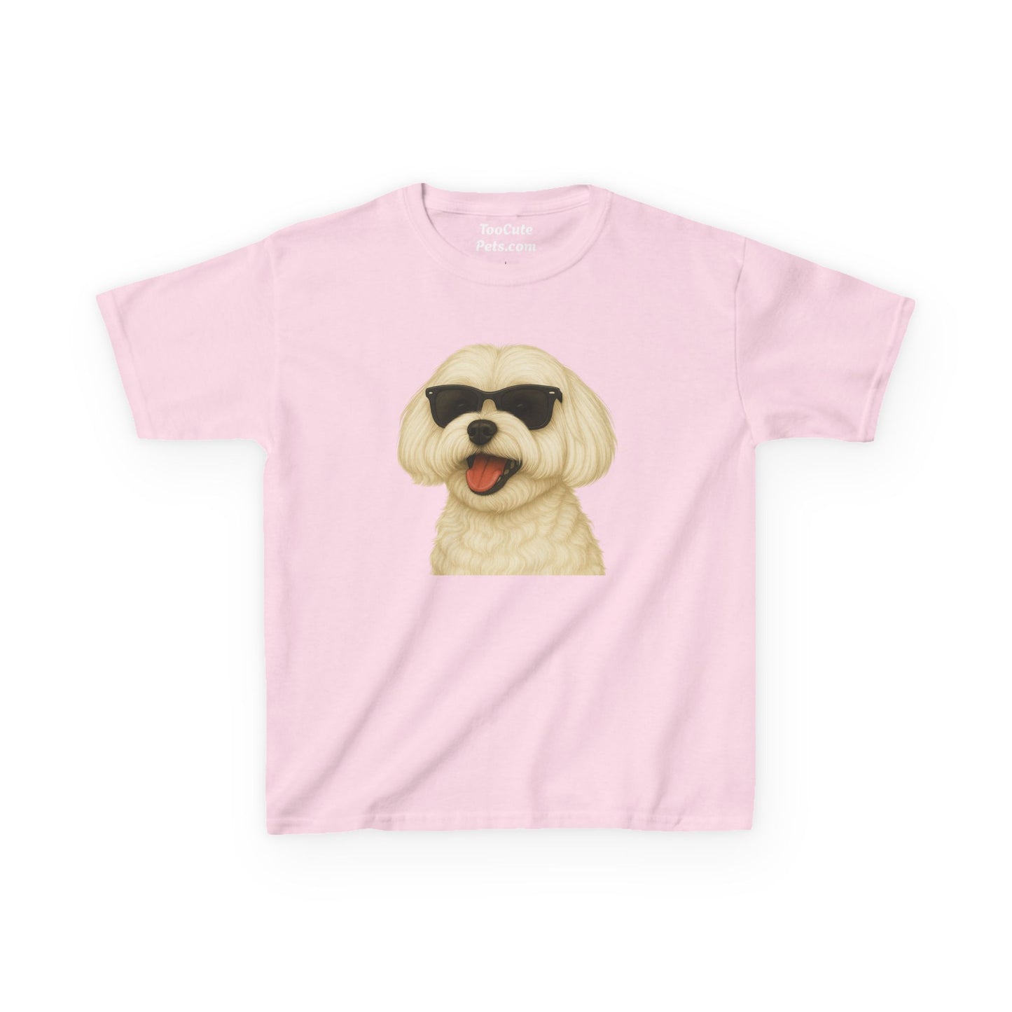 White Maltese Wearing Sunglasses - Kids Tee