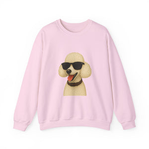 White Poodle Wearing Sunglasses - Adult Crewneck Sweatshirt