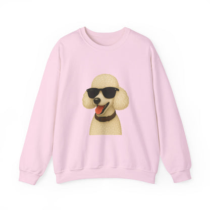 White Poodle Wearing Sunglasses - Adult Crewneck Sweatshirt