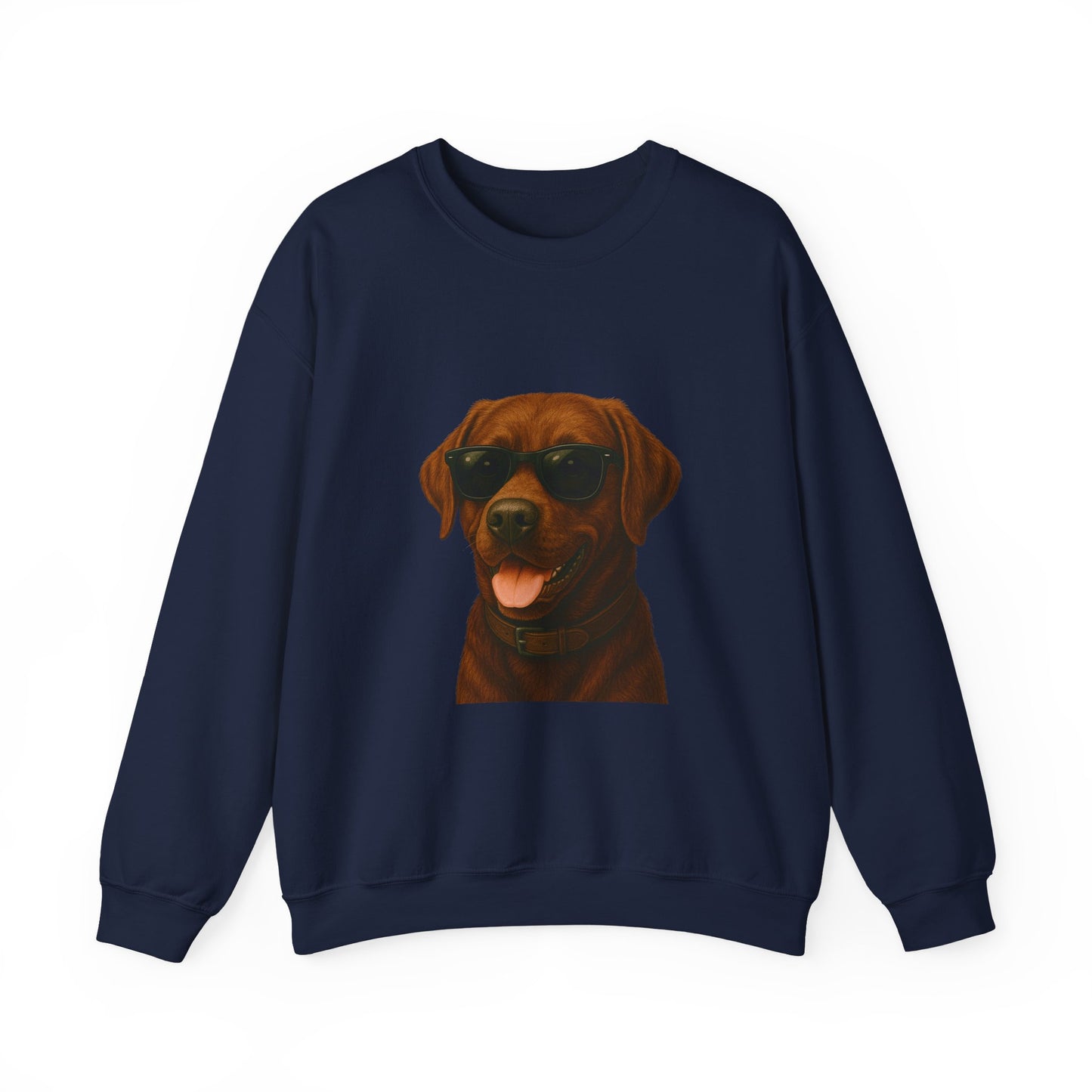 Brown Labrador Retriever Wearing Sunglasses - Adult Crewneck Sweatshirt