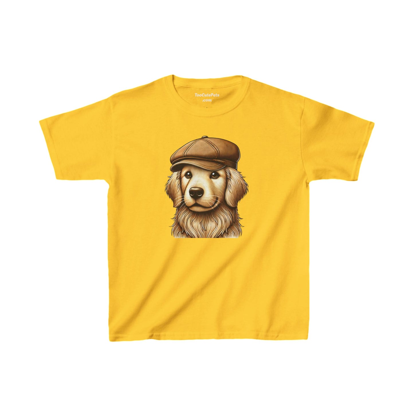 Golden Retriever With Newsboy Hat - Youth T-Shirt  - Too Cute Pets