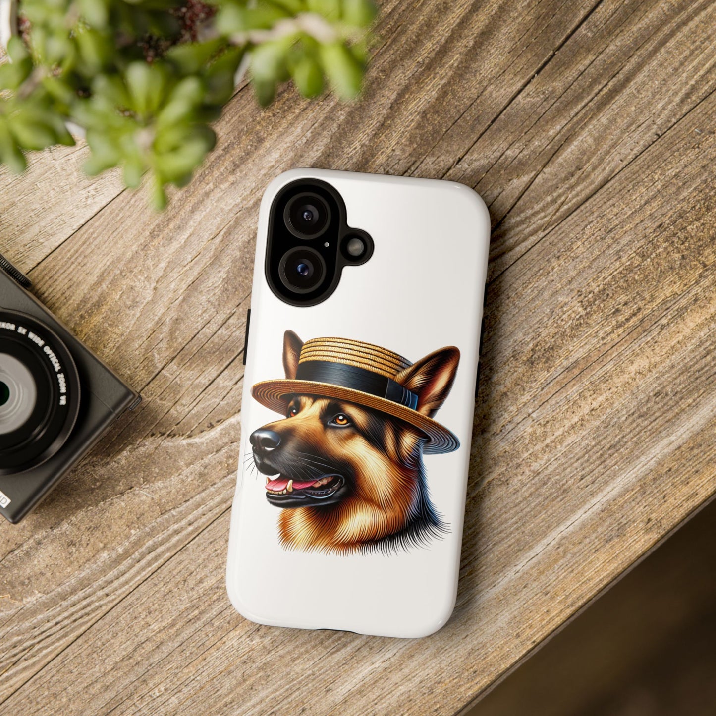 German Shepherd Wearing a Boater Hat - Tough Phone Case