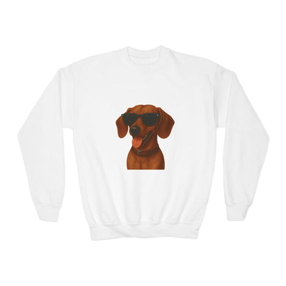 Dachshund Wearing Sunglasses - Youth Sweatshirt