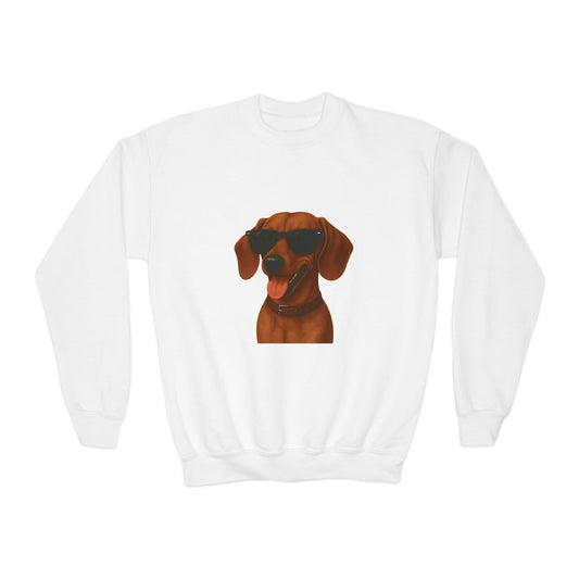 Dachshund Wearing Sunglasses - Youth Sweatshirt