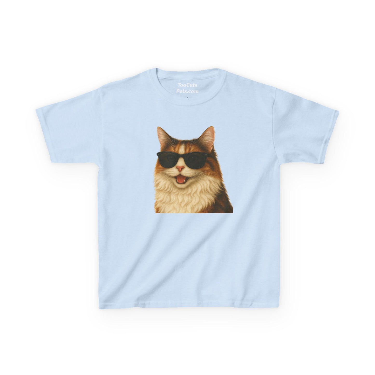 Domestic Longhaired Calico Cat Sunglasses Kids Tee