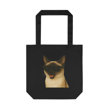 Siamese Cat Wearing Sunglasses Cotton Tote Bag