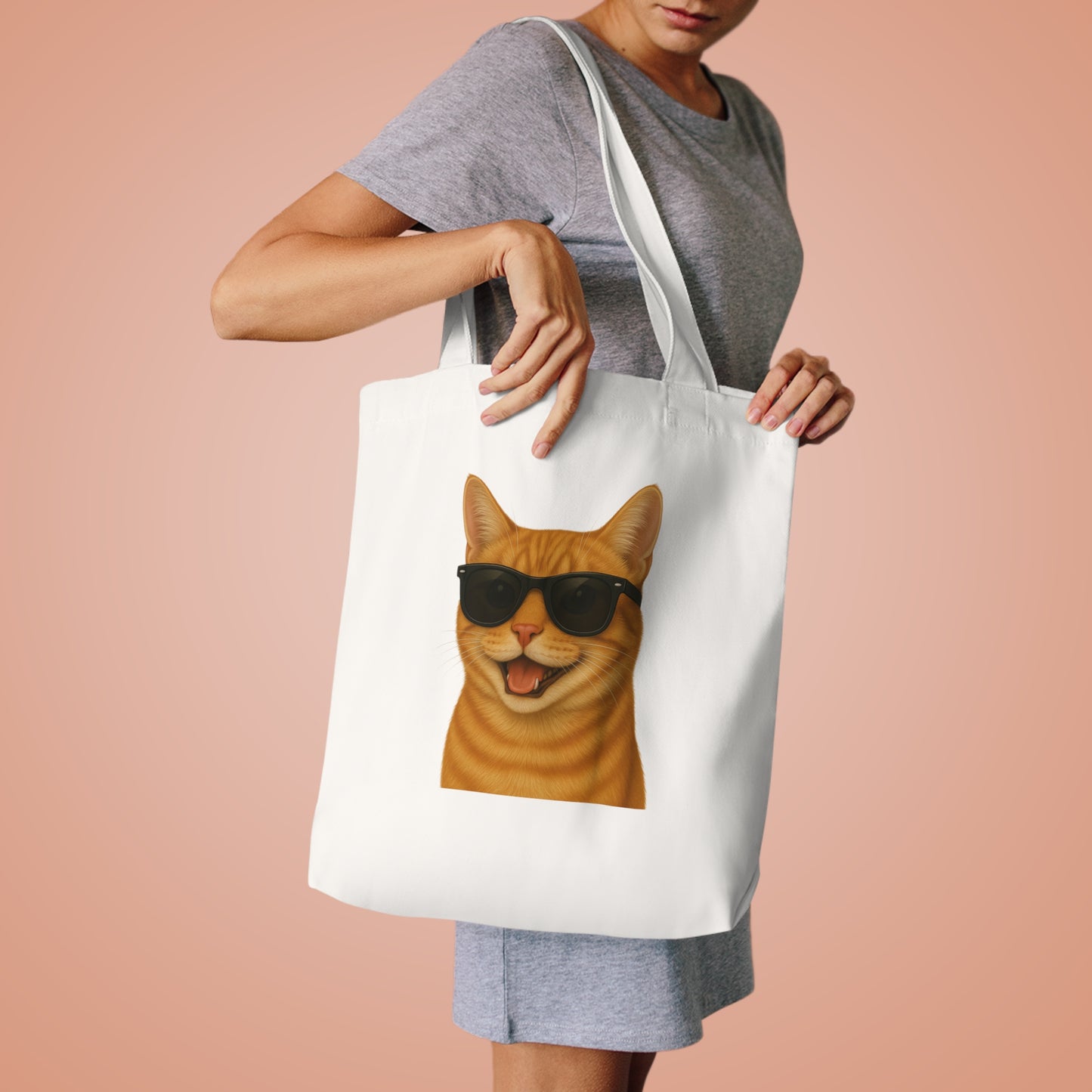 Orange Tabby Cat Wearing Sunglasses Cotton Tote Bag