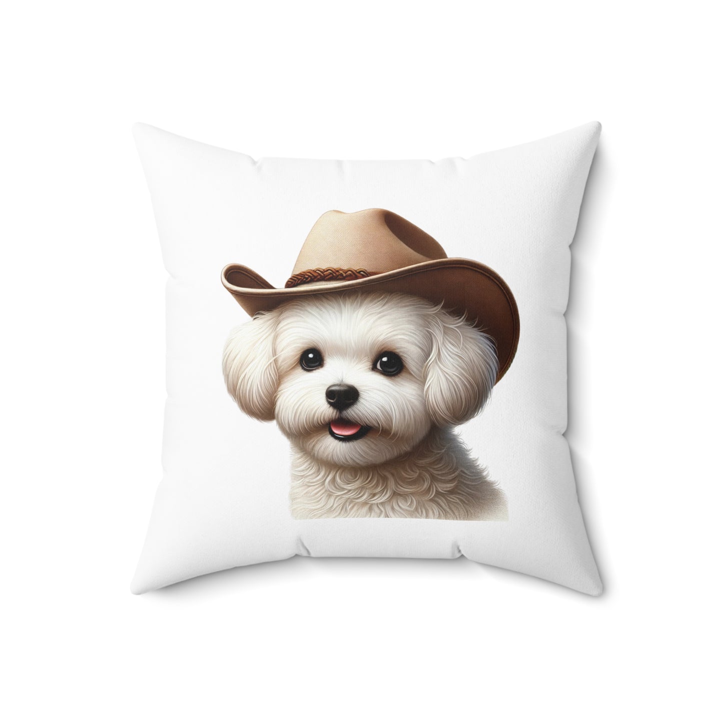 Maltese Wearing a Cowgirl Hat - Throw Pillow