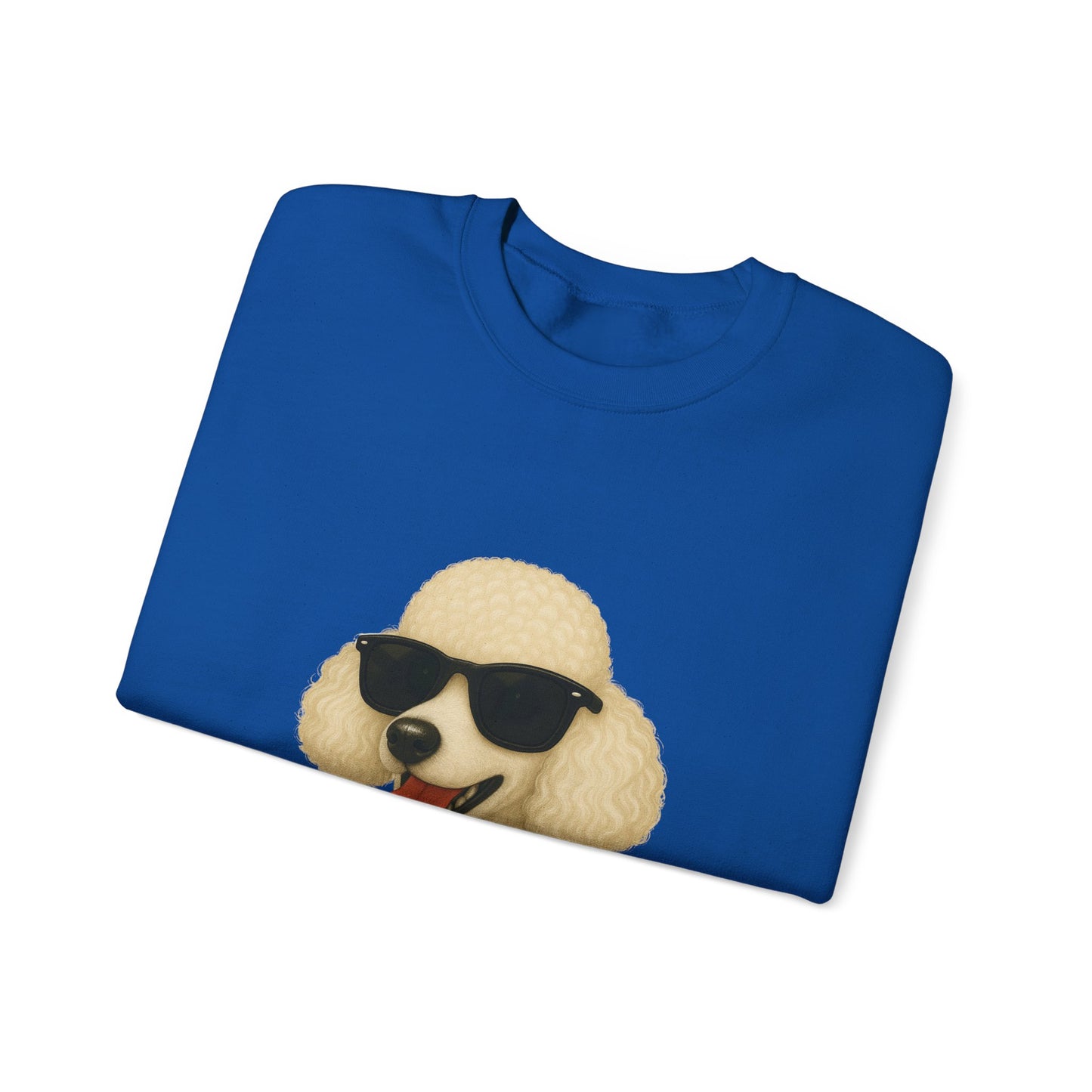 White Poodle Wearing Sunglasses - Adult Crewneck Sweatshirt