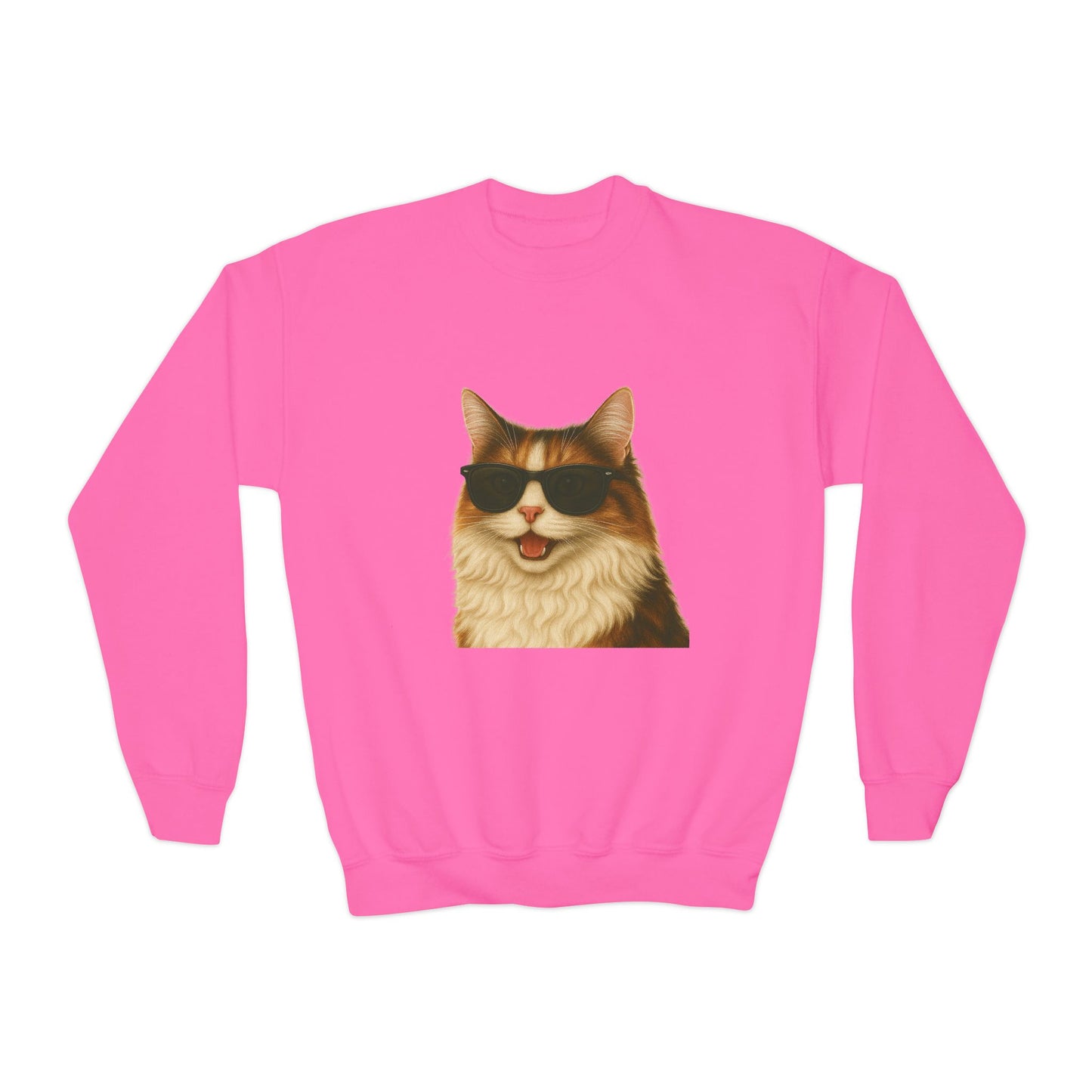 Domestic Longhaired Calico Cat Wearing Sunglasses - Youth Sweatshirt