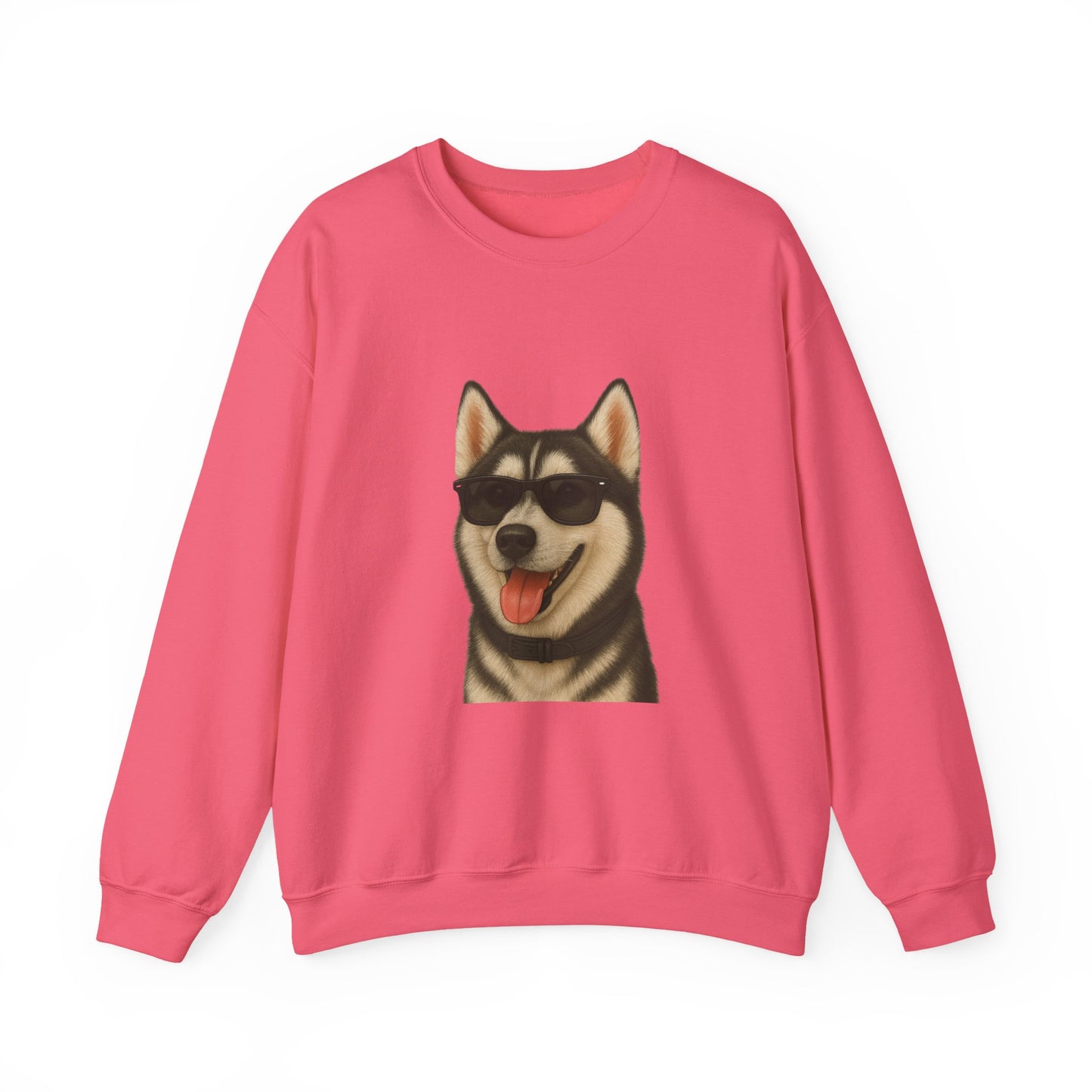 Siberian Husky Wearing Sunglasses - Adult Crewneck Sweatshirt