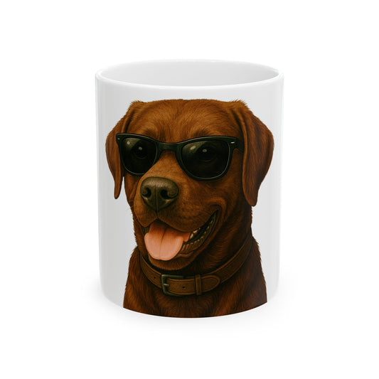 Brown Labrador Retriever Wearing Sunglasses Ceramic Mug
