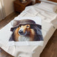 Collie Wearing a Cloche Hat - Sherpa Blanket