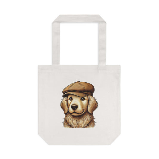Golden Retriever Wearing a Newsboy Cap - Cotton Tote Bag