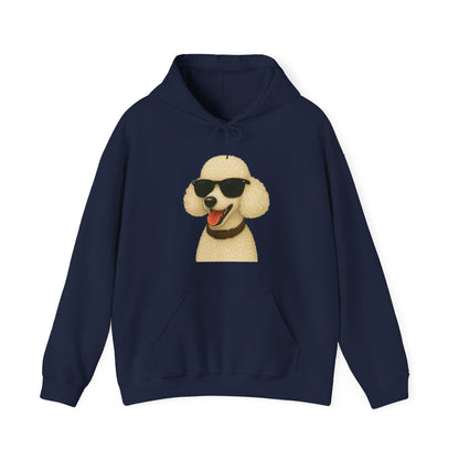 White Poodle Wearing Sunglasses - Adult Hoodie