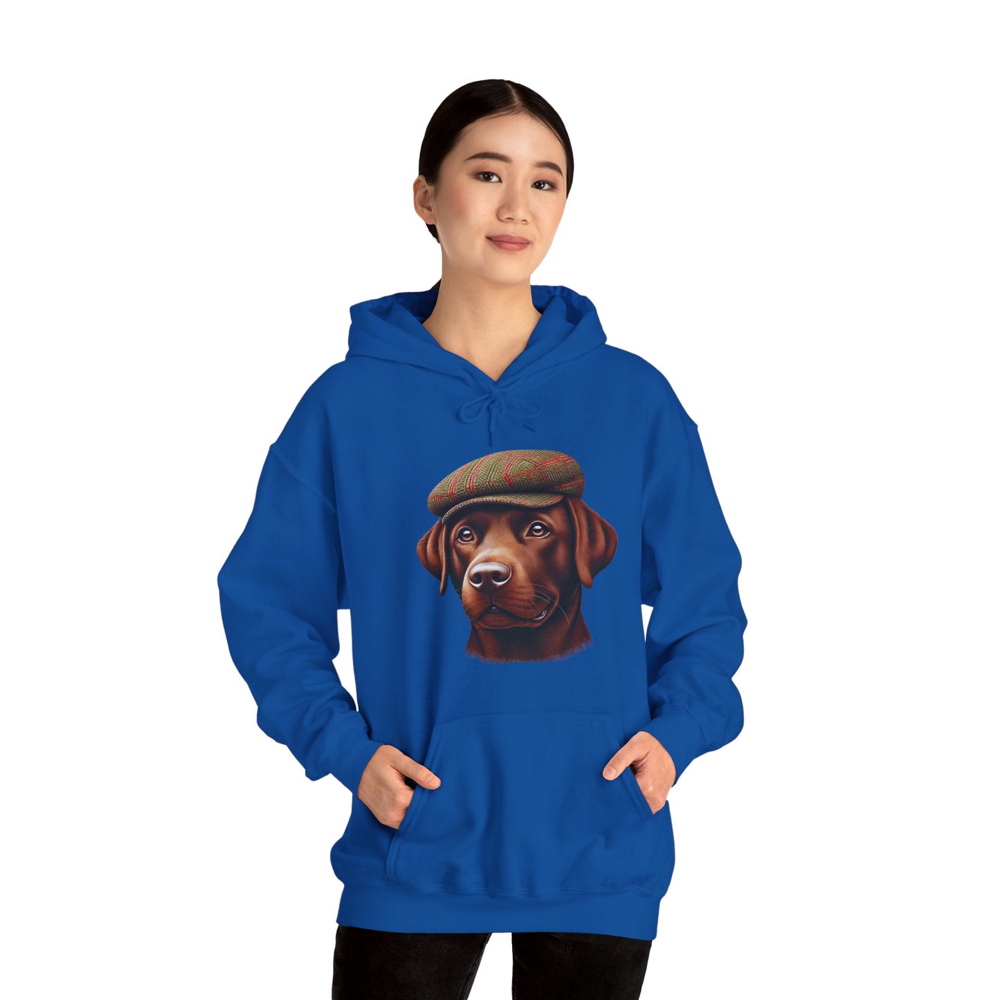 Brown Labrador Wearing Tweed Flat Cap - Adult Hoodie - Too Cute Pets