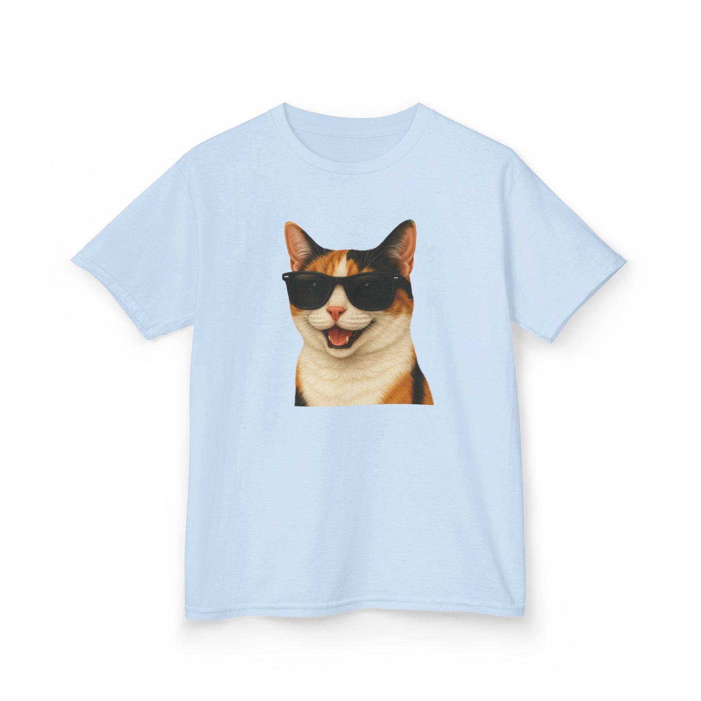 Calico Shorthair Cat Wearing Sunglasses Kids Tee
