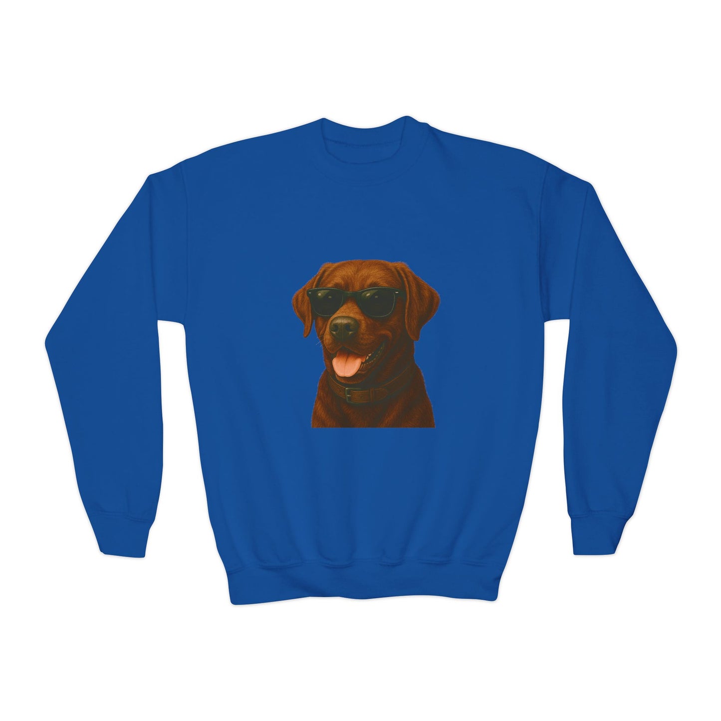 Brown Labrador Retriever Wearing Sunglasses - Youth Crewneck Sweatshirt
