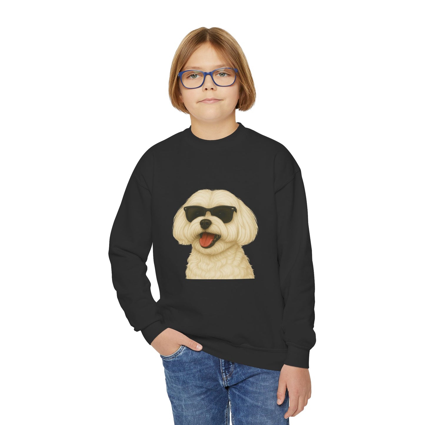 Maltese Wearing Sunglasses - Youth Sweatshirt