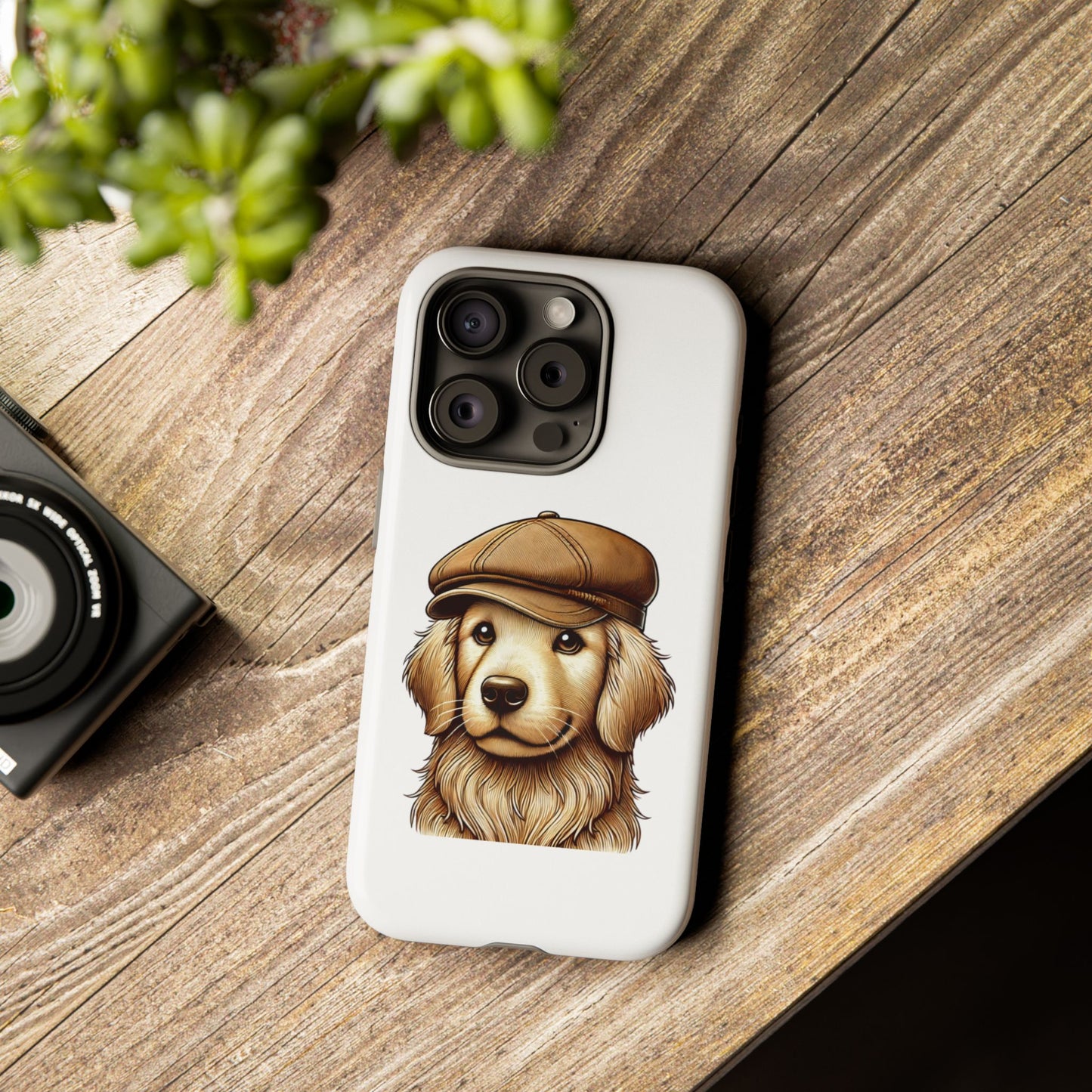 Golden Retriever Wearing a Newsboy Cap - Tough Phone Case