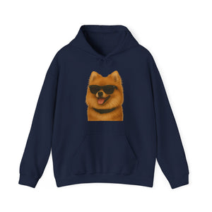 Pomeranian Wearing Sunglasses - Adult Hoodie