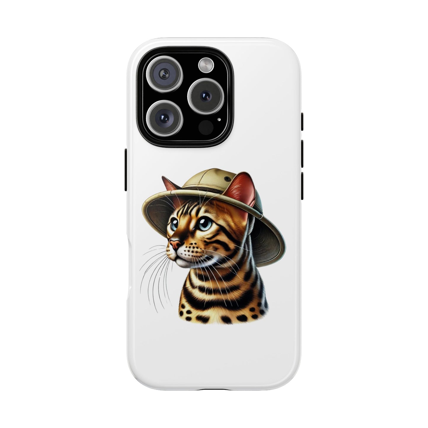 Bengal Cat Wearing a Safari Hat - Tough Phone Case