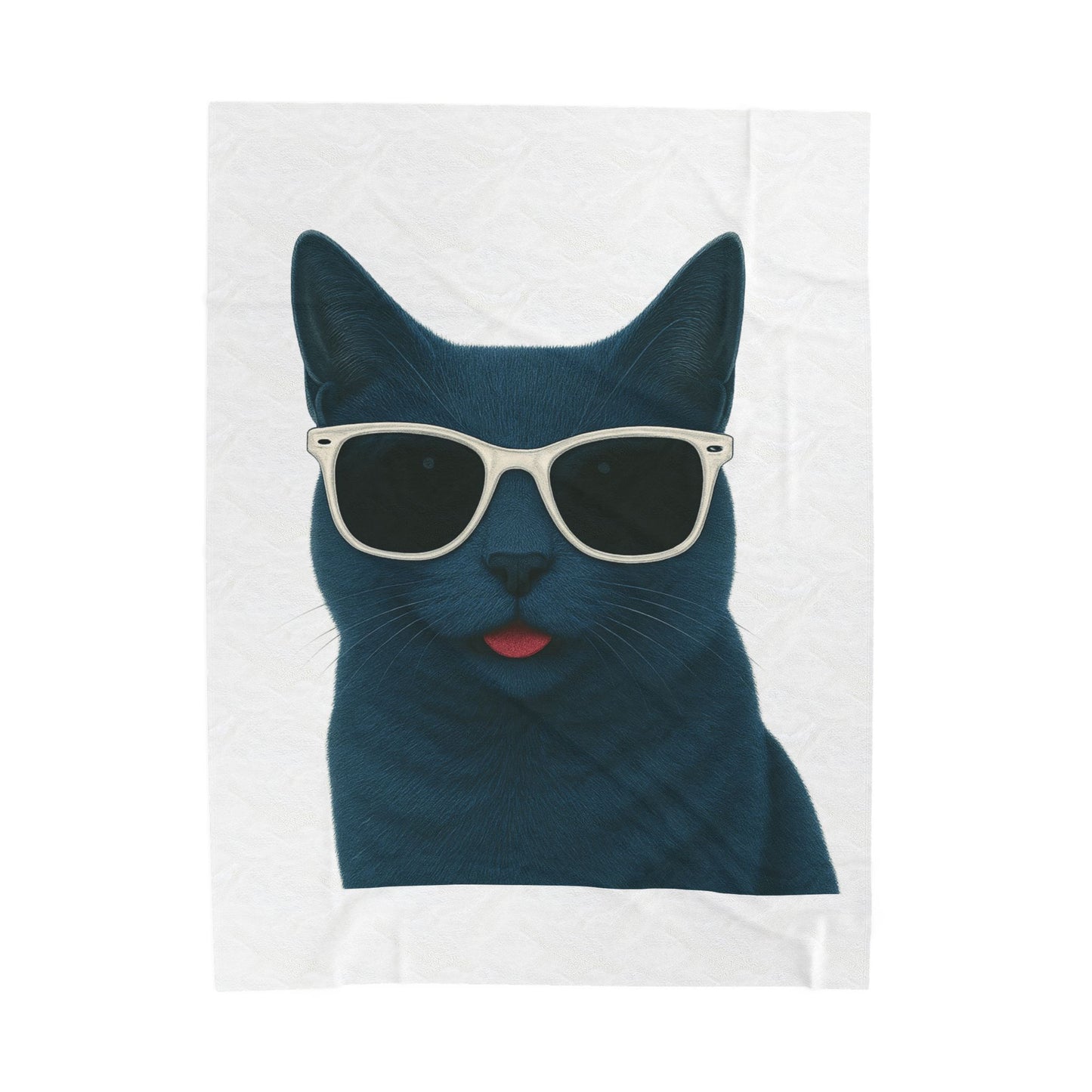 Russian Blue Cat Wearing Sunglasses - Sherpa Blanket