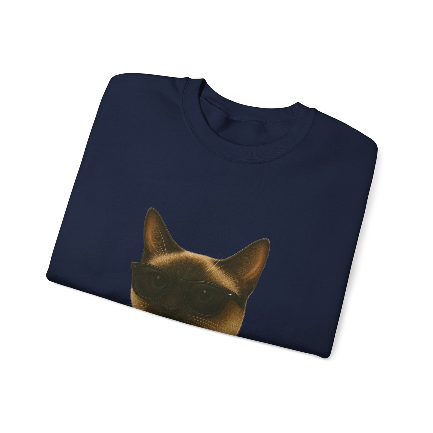 Siamese Cat Wearing Sunglasses - Adult Crewneck Sweatshirt