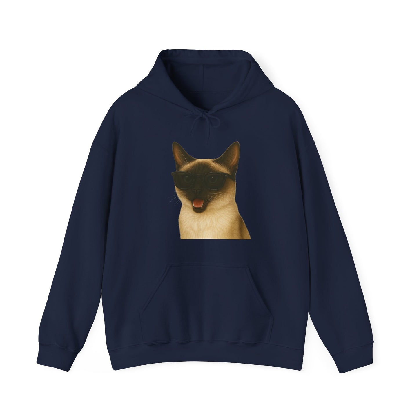 Siamese Cat Wearing Sunglasses - Adult Hoodie