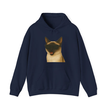 Siamese Cat Wearing Sunglasses - Adult Hoodie