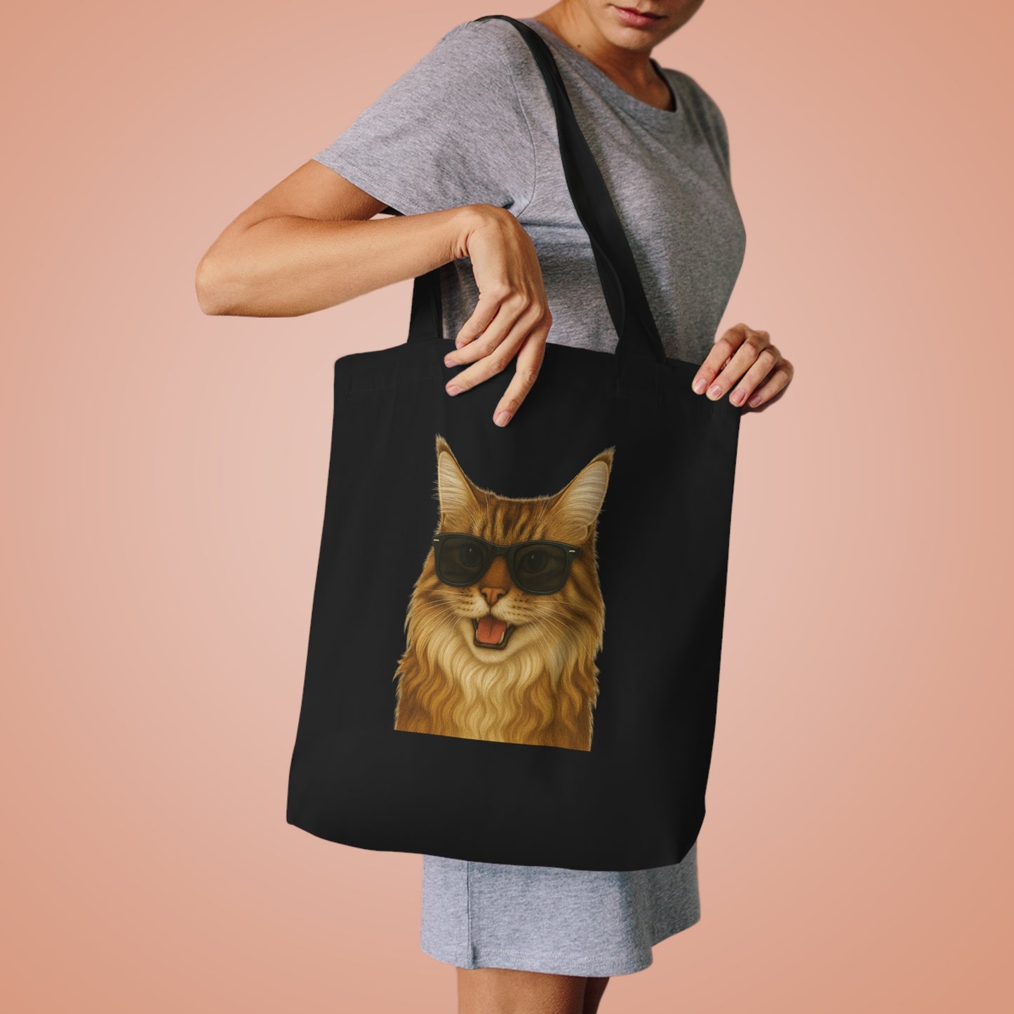 Maine Coon Wearing Sunglasses Cotton Tote Bag